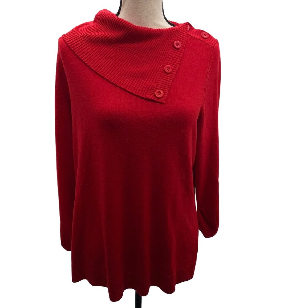 R.Q.T. Red Roll Tab Sleeve Sweater XL